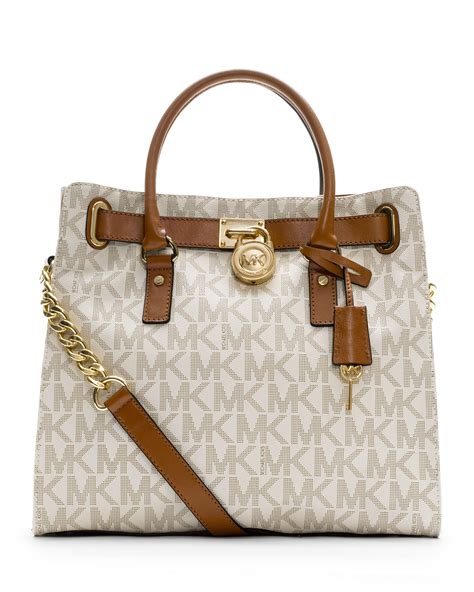 michael kors hamilton signature satchel vanilla|Michael Kors Hamilton large tote.